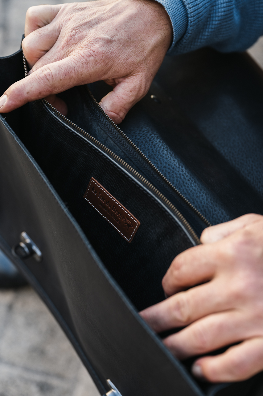 Black leather bag